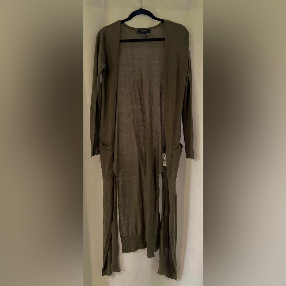 Long green cardigan